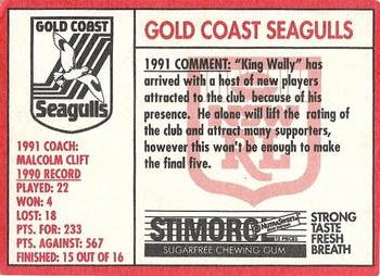 1991 Stimorol NRL #139 Crest - Seagulls Back
